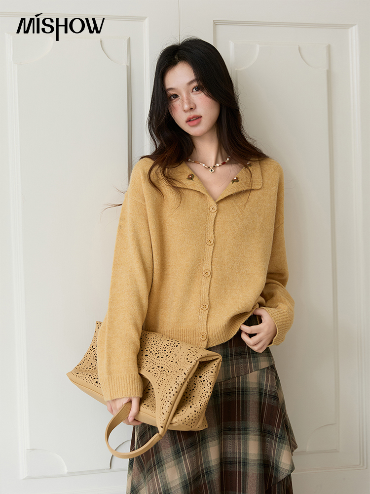 MISHOW Women's Autumn Cardigan - Embroidery Yellow Flower 리뷰 및 가격
