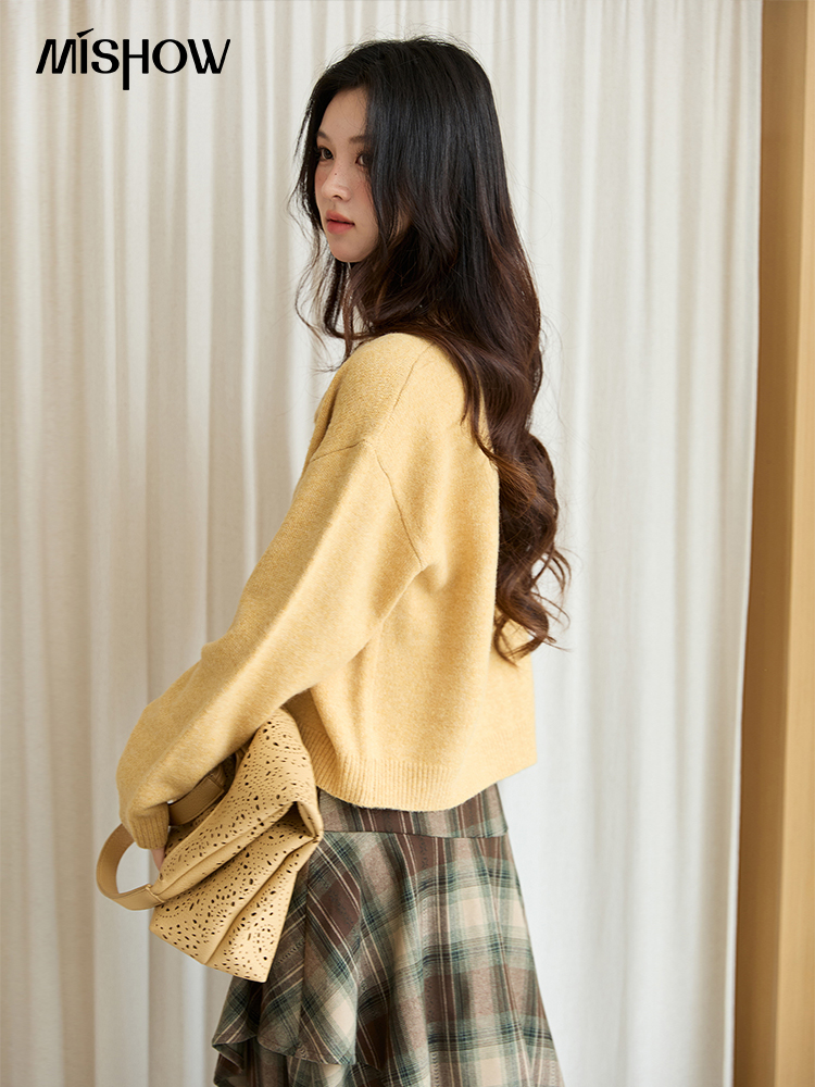 MISHOW Women's Autumn Cardigan - Embroidery Yellow Flower 리뷰 및 가격