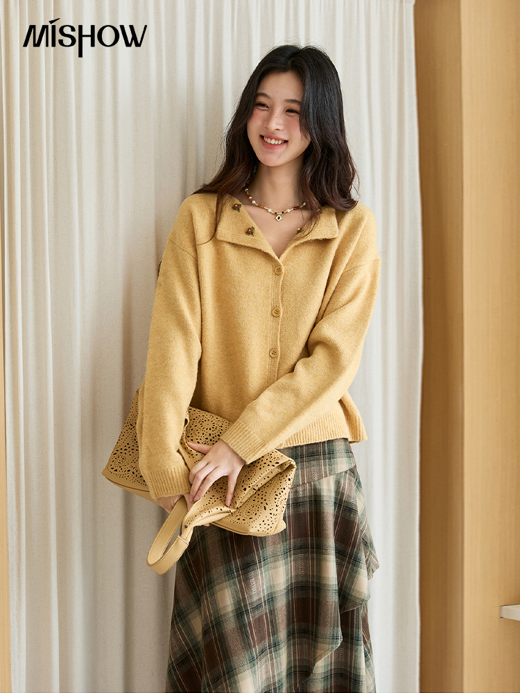 MISHOW Women's Autumn Cardigan - Embroidery Yellow Flower 리뷰 및 가격