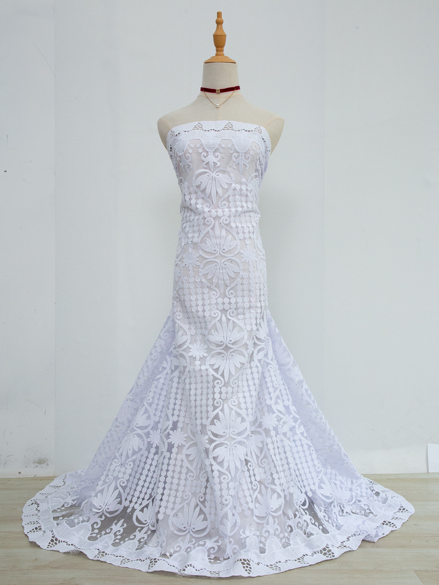White Milk Silk Mesh Lace Fabr - Embroidery Net Fabric 리뷰 및 가격