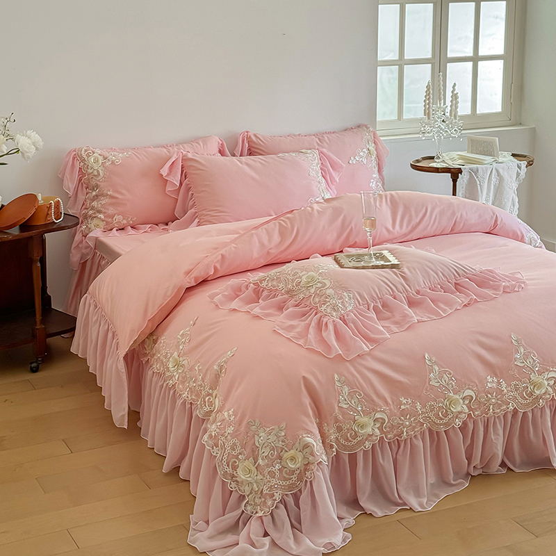 Elegant Lace Rose Embroidery B - Embroidery Quilt Cover 리뷰 및 가격