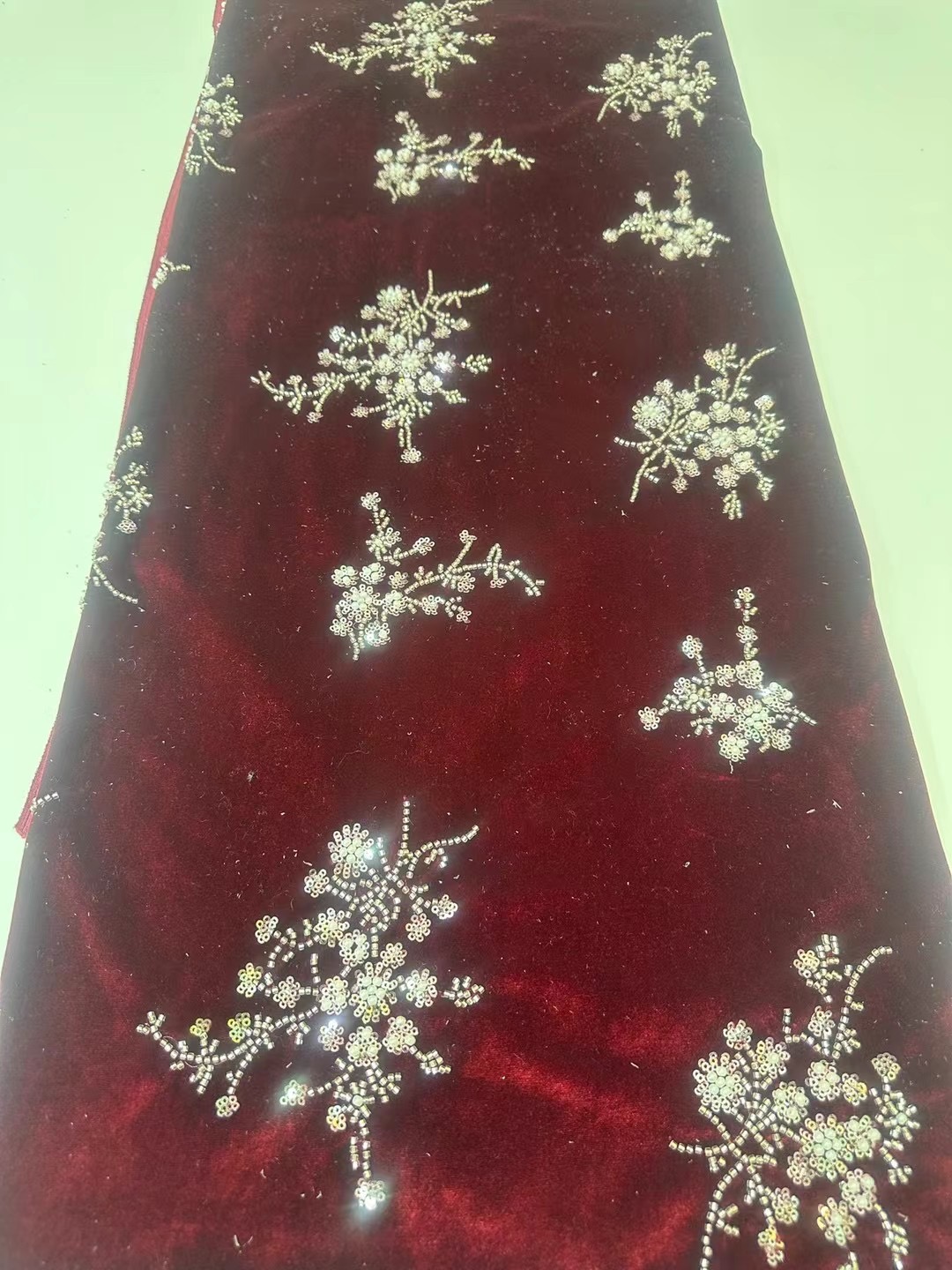 African Handmade Beads Velvet  - Embroidery Net Fabric 리뷰 및 가격