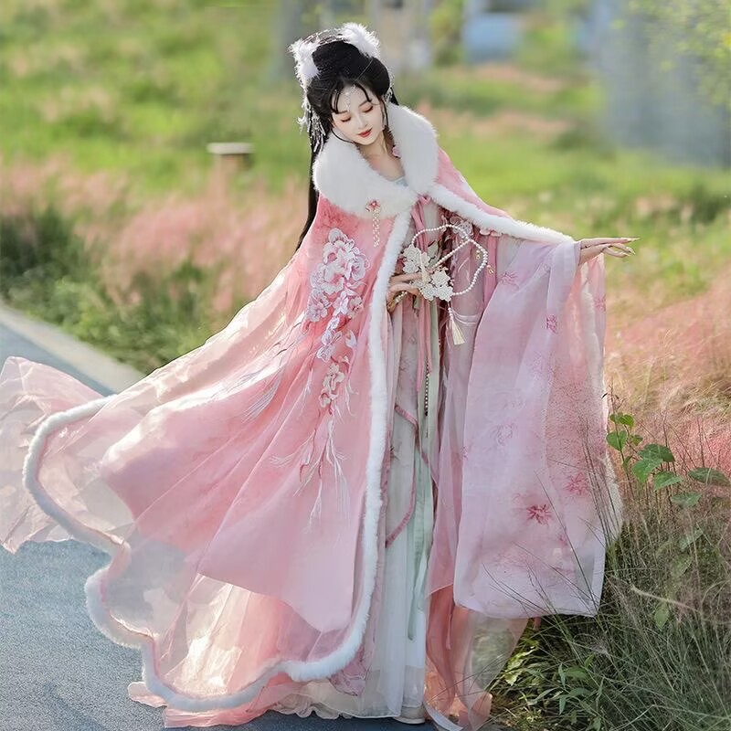 Pink&Red Hanfu Cloak Dress Wom - Embroidery Xmas 리뷰 및 가격